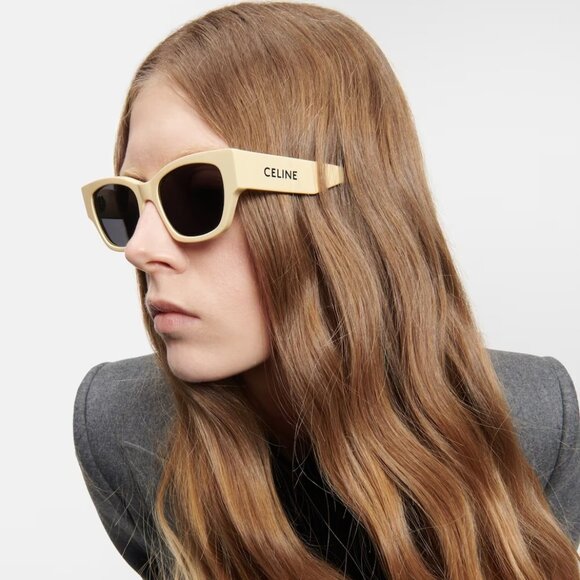 BRAND NEW Celine CL40197U 39A Shiny Light Brown Smoke Geometric Sunglasses